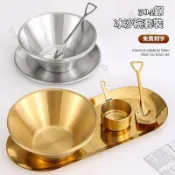 ✨限時免運✨網紅雪花綿綿沙冰甜品碗韓式冰碗火鍋店商用創意不銹鋼 ins刨冰碗 冰淇淋碗 刨冰杯 雪花冰杯 冰淇淋碗