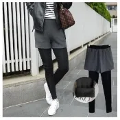 【SISTERS】抗寒保暖內刷磨毛假兩件短褲內搭褲/M-2L(抗溫差/磨毛/內搭褲/長褲/下著)