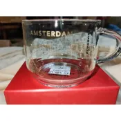 【星巴克|限量】荷蘭直飛入台 阿姆斯特丹燙金穿透玻璃杯14oz 阿姆斯特丹 星巴克 聖誕節 稀有款 限量款 城市杯 玻璃