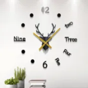 壓克力掛鐘 時鐘壁貼 壓克力墻貼 時鐘貼紙 時鐘貼 免打孔diy創意鹿客廳時尚牆貼鐘錶家用時鐘掛牆立體網紅自粘