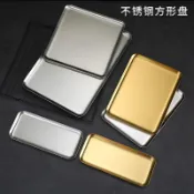 桃園出貨48h限時特惠⚡️韓式不鏽鋼長方盤燒烤盤火鍋菜盤咖啡廳托盤烤肉盤壽司盤水果盤子