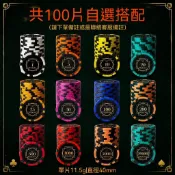 黏土籌碼幣【100片自選搭配】11.5g加重磨砂 德州撲克 積分籌碼代幣 百家樂 麻將棋牌室 黏土籌碼 圓形籌碼套裝
