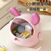 (店+)墩墩狗髮飾收納盒 可愛卡通造型 大容量 桌面整理盒 兒童房收納 桌面防塵置物盒