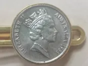 澳洲製經典時尚伊莉莎白二世硬幣精緻領帶夾非派克51 61 75義大利元起標DUNHILL萬寶龍585K金尖
