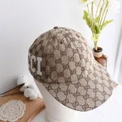 【GUCCI 古馳】經典雙G緹花LOGO鬆緊款時尚帽遮陽帽棒球帽(駝/棕)