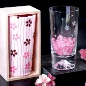 【田島硝子】日本職人手工吹製  富士山杯 櫻花限量款 高杯啤酒杯 隨飲料變色 酒杯(TG16-015-TS)