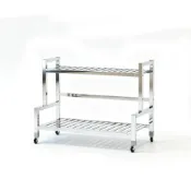 (店+)【巧可】階梯型不鏽鋼花架 可移動多層置物架 防鏽花盆展示架 落地植物置物推車 2/3層可選