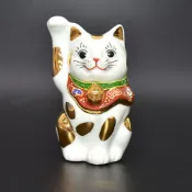 (店+)日本製 九谷燒 招財貓 金邊金花紋 開運擺飾 藝術收藏 11.5cm ic157