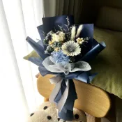 (店+)芙蘿菈花園｜乾燥花束｜索拉花束-深藍軌跡(附提袋)畢業花束.擴香花束