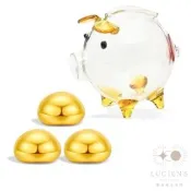 【路森金飾】黃金金豆-1公克3入組金重:0.80錢+-0.03錢(贈可愛豬玻璃撲滿隨機色)