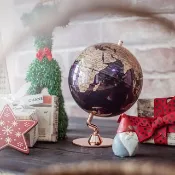 SkyGlobe 5吋金屬紫時尚古銅底座地球儀(英文版)