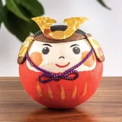 日本進口龍虎作堂達磨武者桃太郎不倒翁可愛創意車載和紙擺件禮物