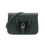 【康是美官方網購】Hermes Mini Halzan 牛皮金釦手提/斜背兩用包(Noir黑)