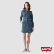 Levis 合身長版牛仔洋裝 / 襯衫式順腰設計 / 經典外套母扣 女款 A7565-0000 熱賣單品