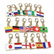 【臺灣出貨】國旗鑰匙圈 世界國旗日本韓國鑰匙圈帶龍蝦扣合金滴油國旗吊墜帶掛件 DIY飾品配件 1.3克30x16mm