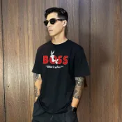 美國百分百【全新真品】BOSS 短袖 棉質 T恤 兔巴哥 聯名 T-shirt 上衣 LOGO 短T 黑色 CP94