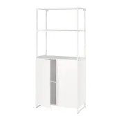 【IKEA 宜家家居】JOSTEIN 層架組附門片，室內/戶外用/白色，81x44x180 公分