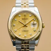 ROLEX 勞力士 Datejust 日誌型 116233 金色十鑽電腦篆刻面盤 36mm 2009年台灣公司貨 95%