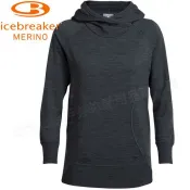Marc jacobs旗艦店 Icebreaker 羊毛長版刷毛連帽/中層衣/美麗諾羊毛/旅遊/登山 RF200 Dia 女 103896 001黑灰