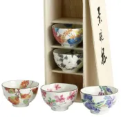 76尚宏 【領券滿額折100】 日本製和藍美濃燒花水彩 花之心飯碗組(5入附木箱)