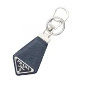 【DOKODEMO】【二手】Prada PRADA 鑰匙圈 2PP041 海軍藍 Saffiano 皮革三角形 Logo 鑰匙圈 男士二手 B