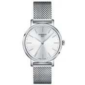TISSOT 天梭 官方授權 Everytime 經典雋永米蘭女錶 百貨周年慶-銀/34mm T1432101101100