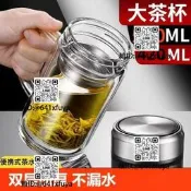 德國雙層隔熱高硼玻璃杯男款保溫杯大容量辦工是泡水杯帶把手款