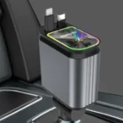 全球選品1館 生活百貨 車用充電器C3 星空射氣氛燈四合一伸縮線點菸器多功能車充快