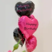 派對氣球 生日快樂心形鋁膜氣球 黑玫紅色主題 氣球佈置 造型氣球 場景佈置 婚禮佈置 生日派對佈置氣球 網紅氣球