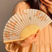 🔥臺灣出貨🔥【店鋪熱銷】新中式古風海棠折疊小扇子女夏天國風漢服拍照隨身攜帶折扇高顔值