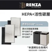 適用 Sharp 夏普 FP-S90T-W FP-S90T-H FP-S90T 淨大方空氣清淨機 HEPA+活性碳濾網
