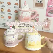 陶瓷馬克杯 帶蓋 立體動物馬克杯 貓咪兔子熊杯蓋杯 生日蠟燭造型水杯 馬克杯 可愛馬克杯 耐熱防燙咖啡杯 情侶閨蜜禮物