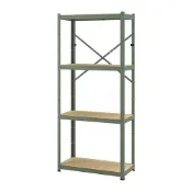 【IKEA 宜家家居】BROR 層架組, 灰綠色/松木合板, 85x40x190 公分
