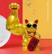 〖現貨〗32公分麒麟臂招財墨镜貓擺件巨手肌肉手臂大胳膊粗臂劫財貓【林之舍】