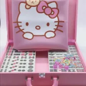 挪威的森林 【可開發票】kt貓手搓麻將牌家用hello Kitty宿舍粉色凱蒂貓卡通麻將中號大號