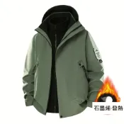 (店+)防風外套男鋪棉三合一軟殼防水兩件式外套保暖外套連帽工裝運動男生登山防潑水機能夾克衝鋒外套