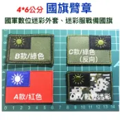 《4*6公分國旗魔鬼氈臂章》數位迷彩服戰備國旗、數位迷彩外套魔鬼氈國旗、國軍迷彩服國旗、臺灣國旗臂章、綠色低視度國旗