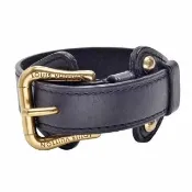 【Louis Vuitton 路易威登】M92480 黑色皮革鉚釘手環(展示品-黑色)