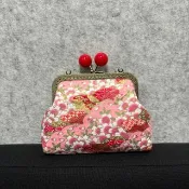 MBC 人手製 燙金和風花 12cm 方形框 口金包 散紙包 木珠