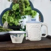 星巴克杯子東方園林秘境系列復古中式輕奢辦公家用茶濾茶漏陶瓷馬克杯