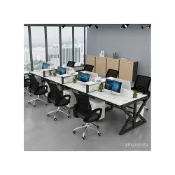 (店+)工廠免稅 職員辦公桌員工電腦桌4人6人工位桌簡約辦公傢具屏風隔斷桌椅組閤拚接桌 辦公桌 會議桌 員工桌 XI2U