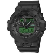 【CASIO 卡西歐】G-SHOCK運動鬧鈴雙顯錶-黑 / GA-700BG-1A