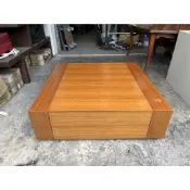 香榭二手家具*柚木色110cm 正方形雙屜大茶几-茶几桌-泡茶桌-餐桌-客廳桌-沙發桌-矮桌-矮几-和室桌-抽屜桌-中古