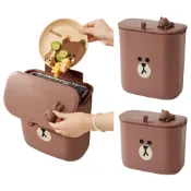 (店+)【LINE FRIENDS】廚房 掛式 帶蓋 垃圾桶 熊大 廚房垃圾桶 櫥櫃垃圾桶 壁掛 廚餘 收納桶 懸掛雜物桶 廚餘桶 家用 餐廚 壁掛垃圾桶
