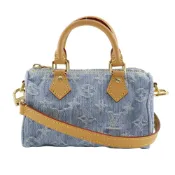 【DOKODEMO】二手LOUIS VUITTONNano Speedy兩用單背包M11212，Monogram Denim帆布（天藍色）。可斜背、肩背或手提。附有拉鍊。女士款
