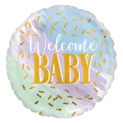 派對城 現貨【18吋鋁箔氣球- Welcome Baby】 歐美派對 性別揭曉 鋁箔氣球 猜性別氣球 派對佈置 拍攝道具