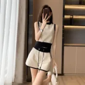 兩件套 韓版氣質通勤顯瘦網紅針織套裝女夏季洋氣炸街可鹽可甜休閒運動服小個子顯瘦兩件套氣質套裝通勤穿搭約會洋裝渡假風