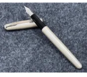 PARKER 派克  SONNET商籟 純銀格紋珍珠白夾 18K筆尖鋼筆 F尖