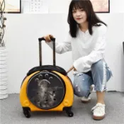 協貿國際日用品生活7館 跨境熱賣寵物拉桿箱 靜音萬向輪pc透氣貓包寵物外出便攜雙肩背包