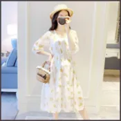 孕婦洋裝 夏季五分袖洋裝女 韓版小清新甜美孕婦長裙 2020新款孕婦夏裝上衣 外出寬松短袖中長款春夏季雪紡五分袖ping